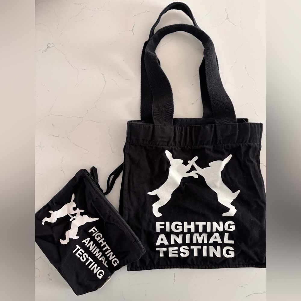 Lush tote bag and cosmetic bag. Fighting Animal Testing